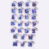 Disney Stitch Lilo Pelekai Letter Car Keychain Accessories Acrylic Bag Charm Backpack Pendant Creative Key Ring Gifts For Fans
