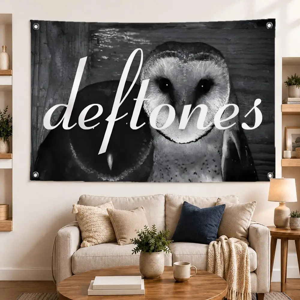 D-Deftones rock band Metal Flags Horizontal High Density Knitted Fabric European Simple For Durable Outdoor Indoor Use