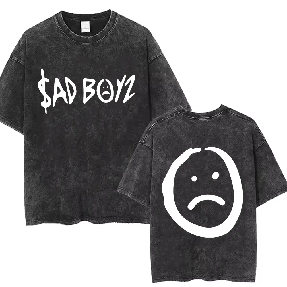 Washed Vintage Junior H Sad Boyz Graphic T-shirt Men's Fashion Oversized Pure Cotton Tshirt Men Women Hip Hop Vintage T Shirts