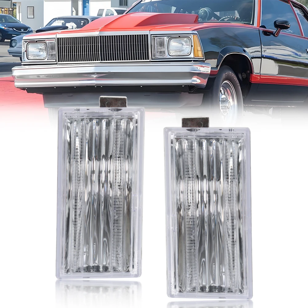 2Pcs Front Bumper Turn Signal Light DRL Light Daytime Running Light Turn Warning Light Parking Light Cover For 1978 1979 GMC Caballero  Chevrolet Malibu EI Camino No Bulb/Socket Included