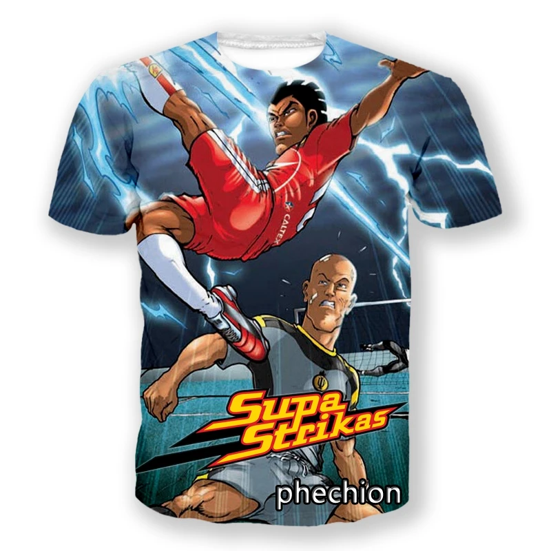 phechion New Fashion Men/Women Supa Strikas 3D Print Short Sleeve T-Shirt Casual Hip Hop Summer T Shirt Tops S180