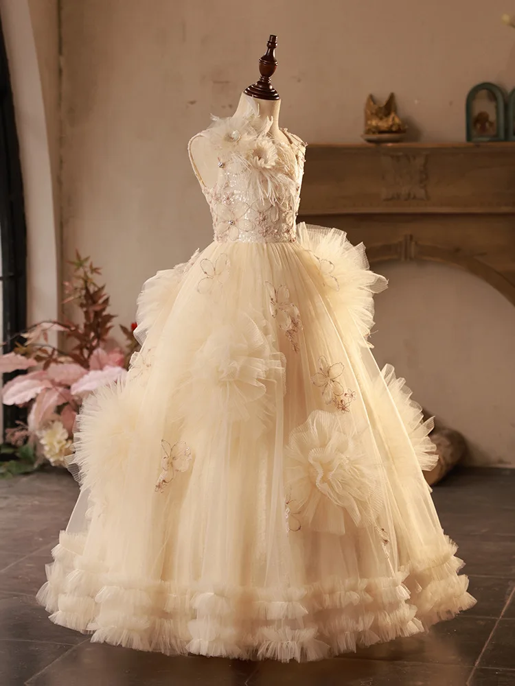 

Ball Gown Baby Flower Girl Dresses Tulle Flowers Children Prom Birthday Party Gowns