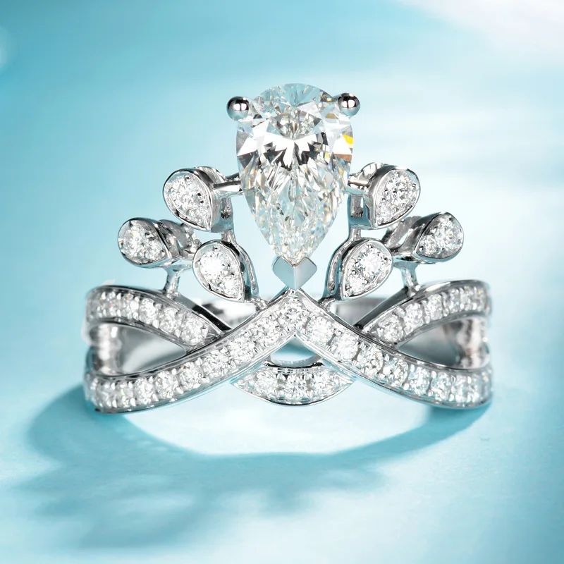 Pendientes de borla de gota de agua con corona de Súper Hada, collar de corona elegante, anillo de lujo elegante, conjunto de oferta especial adecuado para mujeres