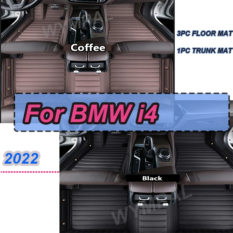 

LUXURY Car Floor Mats For BMW i4 2022 Custom Auto Foot Pads Automobile Carpet Cover Interior Accessories