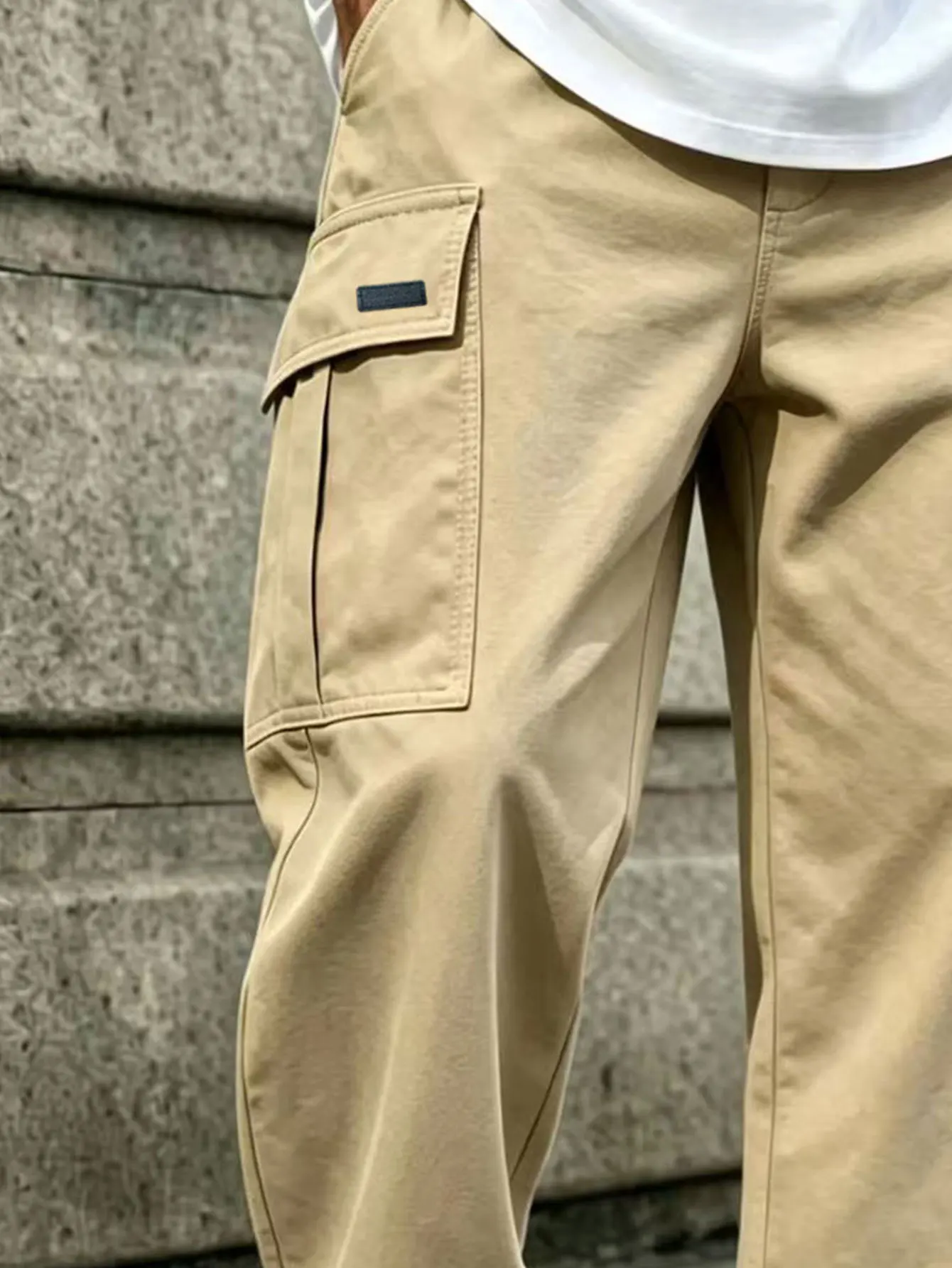 Herren Casual Gerade Geschnittene Arbeitshosen aus Gewebtem Stoff für Frühling & Herbst Modisch Bequem für den Täglichen Gebrauch – Detail 3