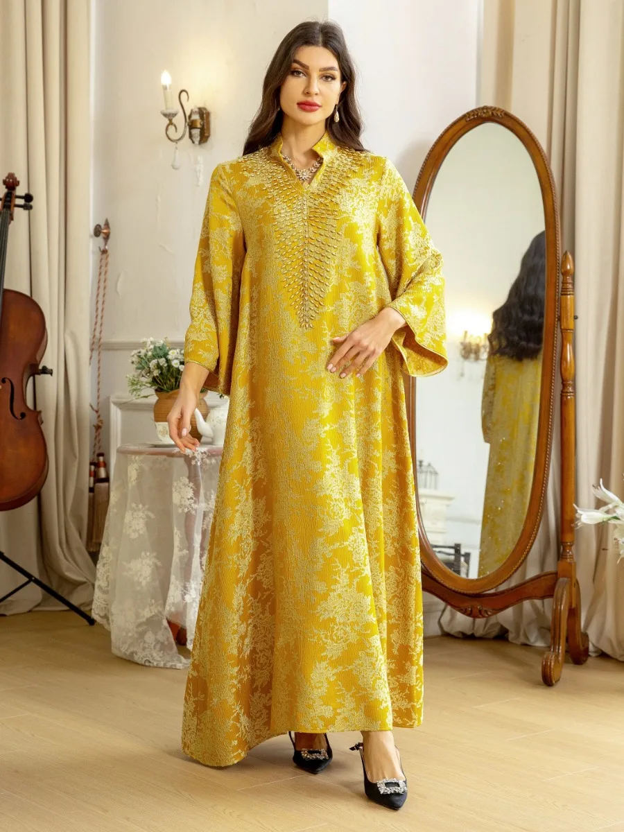 

Eid Evening Dress Sequins Muslim Women Abaya Embroidery Party Dresses Ramadan Abayas Caftan Kaftan Elegant Beading Vestidos 2024