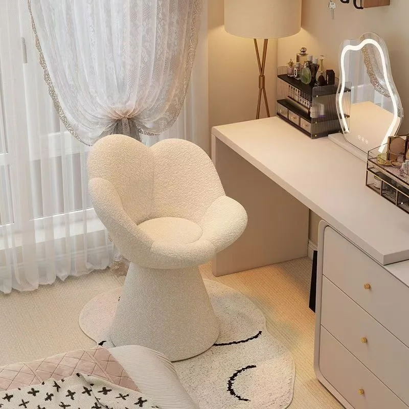 Rotating Makeup Chair Bedroom Dressing Table New Makeup Stool Light Luxury Vanity Stools Velvet Backrest Chair Home Use view 6