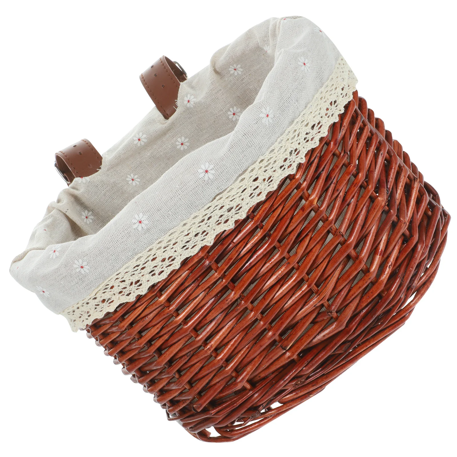 Vintage Bike Basket Woven Bucket Brown Portable Vegetable Fruit Rattan Storage for Cycling Home Decor Bike Basket