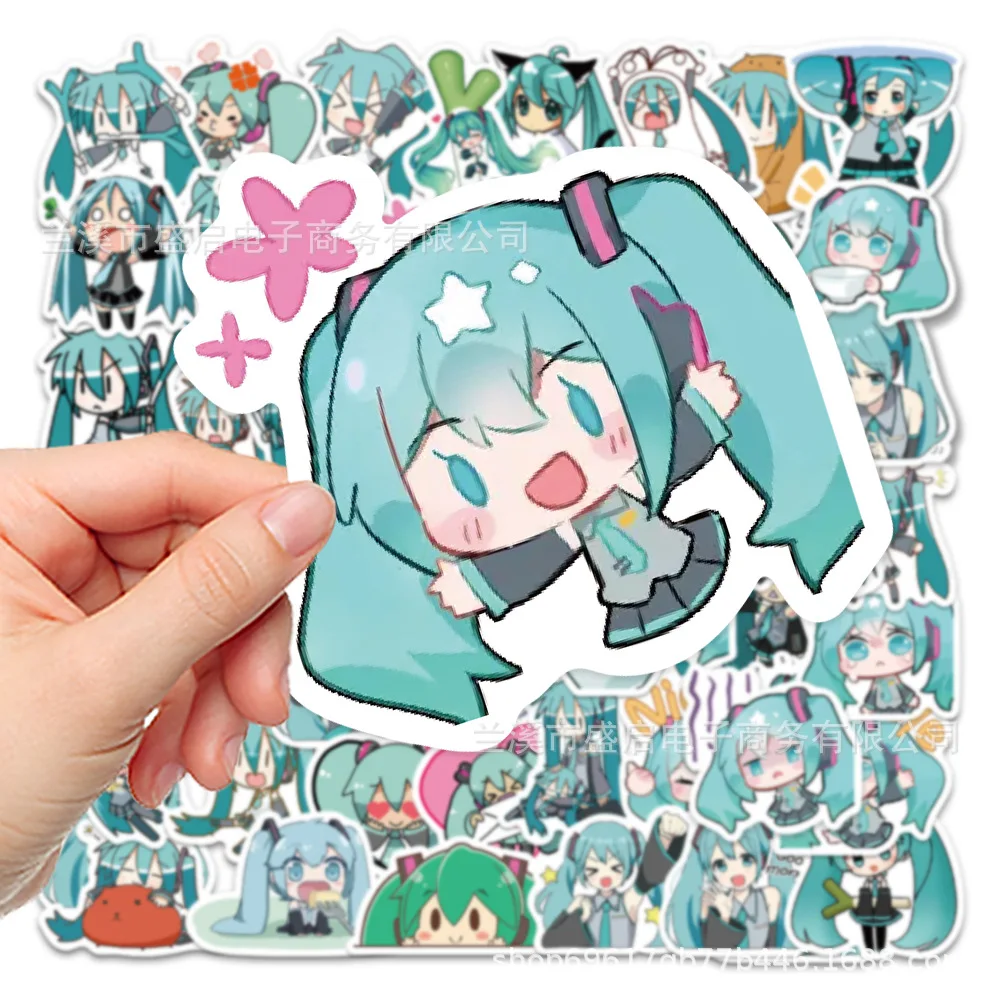 65Pcs cartoon movie around Hatsune Miku secondary waterproof stickers stickers children's toys birthday gifts.