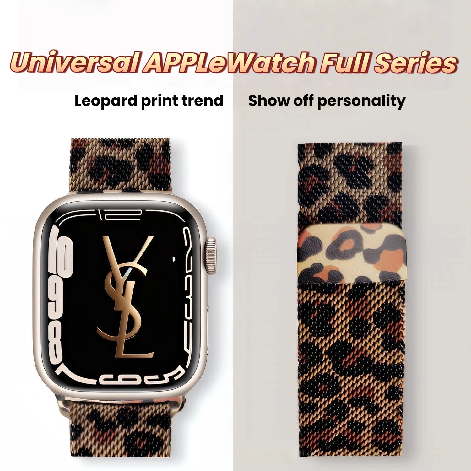 Correa con estampado de leopardo a la moda para Apple Watch S10 42mm 46mm correa magnética para iWatch con estampado de leopardo S10 40/44/45mm accesorios de correa