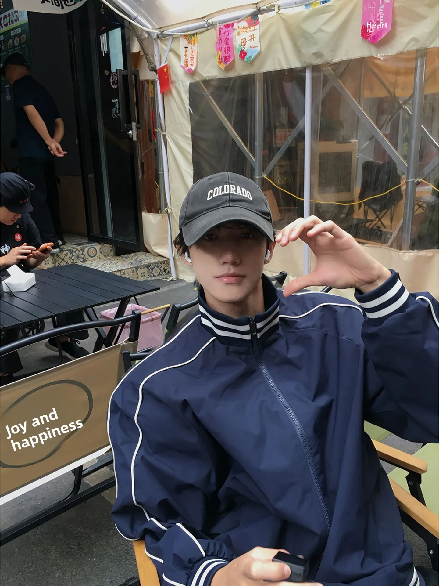 Retro Striped Men's Jacket Loose Fit Stand Collar Sporty Three-Proof Autumnal Fashionable Unisex Couple's Windbreaker
