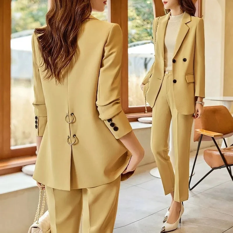 Professional Blazer Sets For Women Outfit Spring Fall High-end Temperament Office Ladies Suit Jacket Female Casual Blazers 2PCS