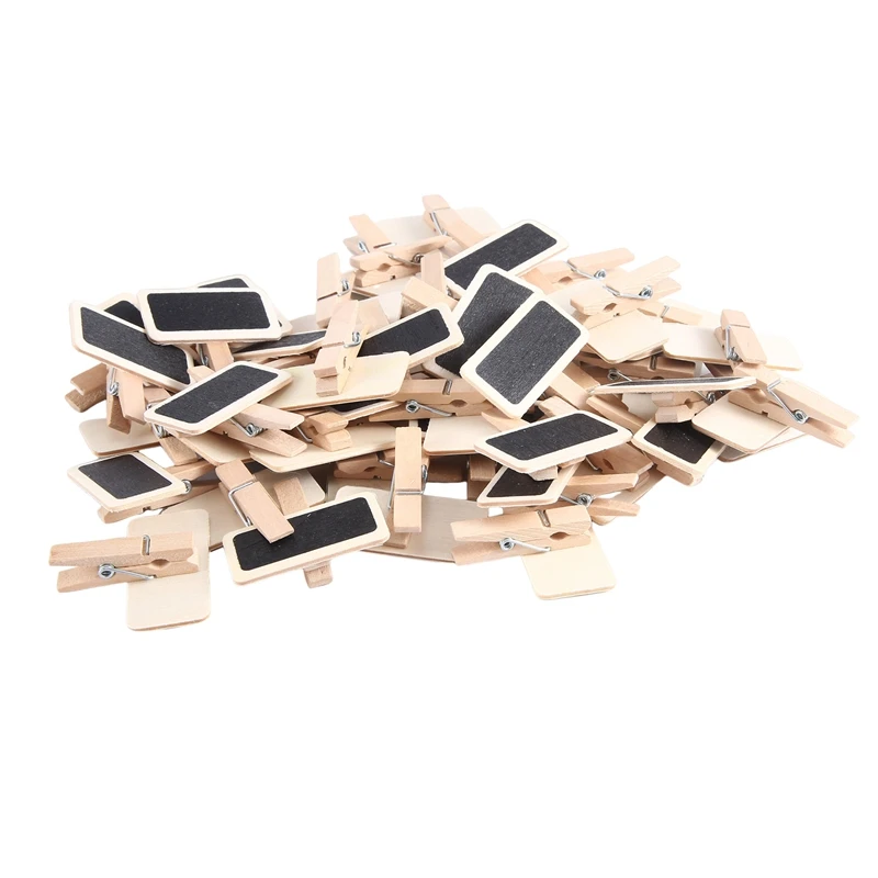 50 Mini Blackboard Wood Message Slate Rectangle Clip Clip Panel Card Memos Label Brand Price Place Number Table
