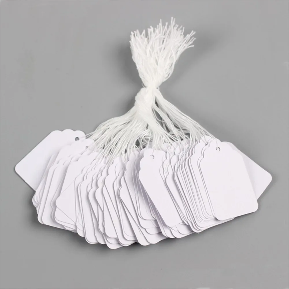 100/300pcs White Price Display Tags with String Paper Hang Labels for Jewelry Clothing Product Small Business Selling Supplies