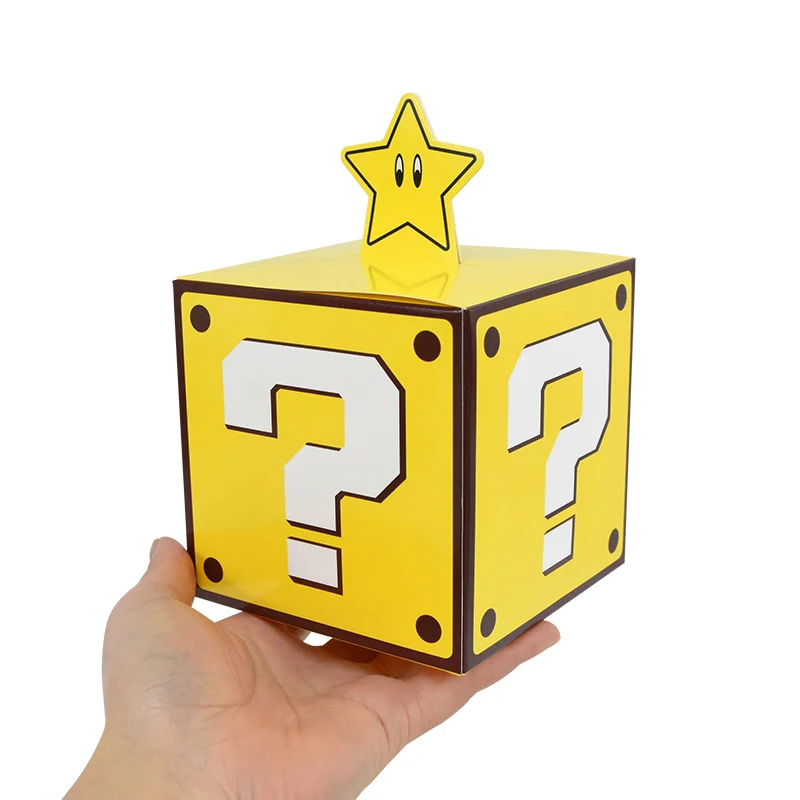 3/6Pcs Question Blocks Candy Gift Box Kids Video Game Theme Birthday Treat Box Goody Bag Boys Party Favors Decoration Supplies