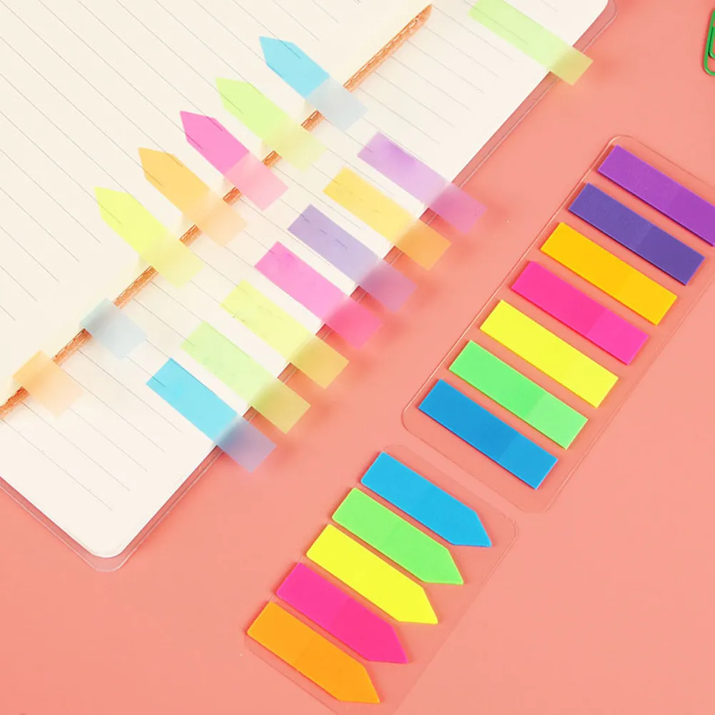 10Pcs Fluorescent Index Stickers Self-Adhesive Removable Translucent Pet Page Tabs for Reading Notes Computer Message Boards