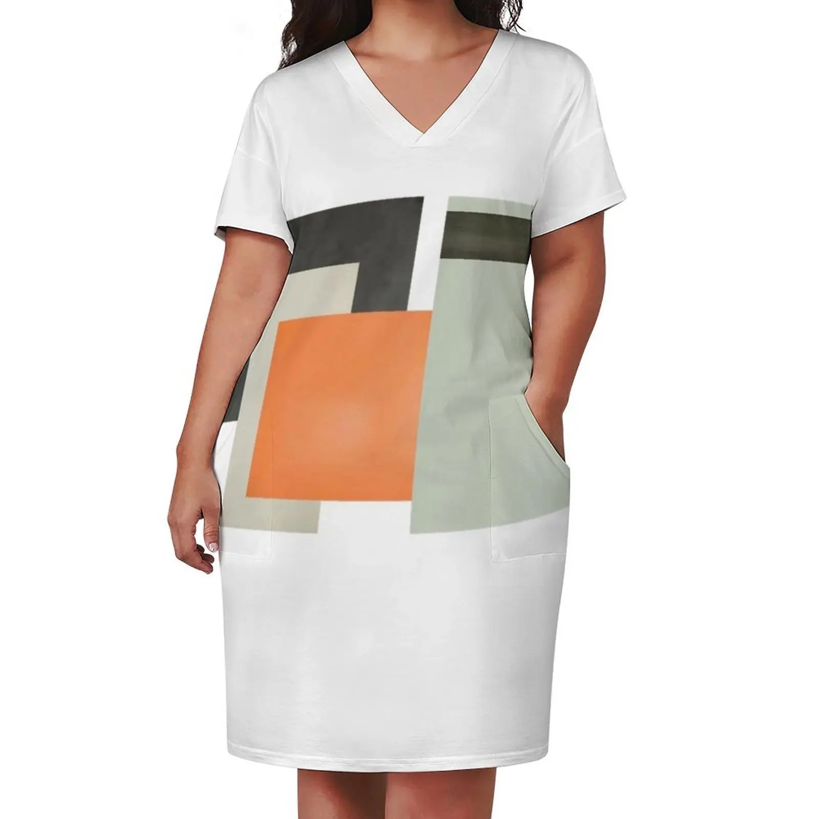 Bauhaus textile pattern Loose Pocket Dress Summer skirt women