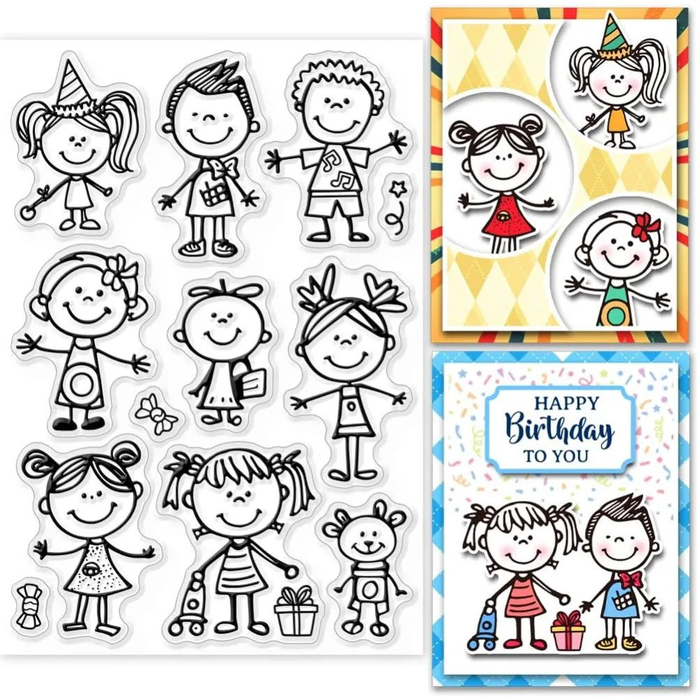 Cartoon Figure Clear Stamps for Cards Making Clear Stamp Seals Transparent Stamps for DIY Scrapbooking Photo Album Journal