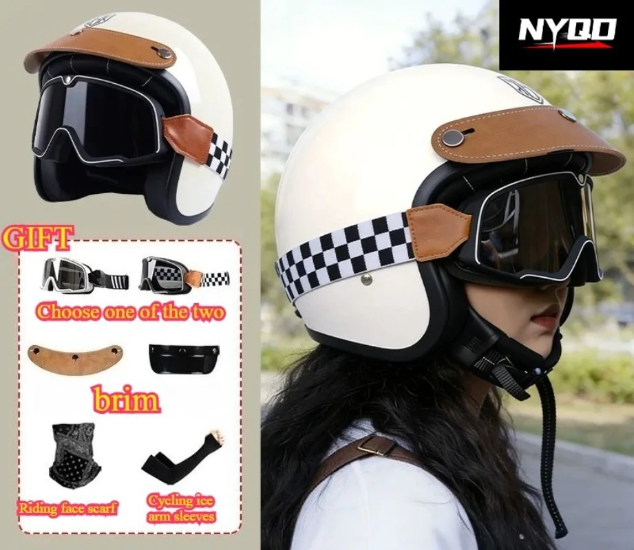 Retro semi-open motorcycle helmet cross-country motorcycle accessories motorcycle helmet 3/4 retro helmet  cascos para moto