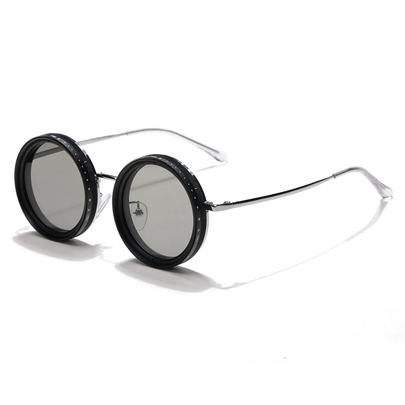 New technology  alloy circular dual lens adjustable men travel fishing UV400 women outdoor driving polarizing sunglasses