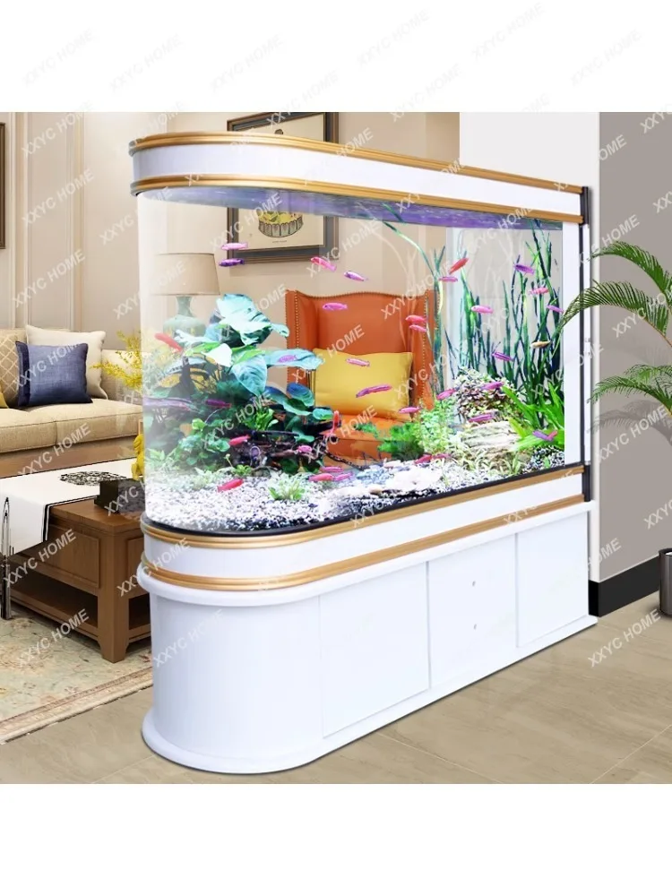 Fish Tank Living Room Large HD Glass Smart Aquarium Decorative Amphibious Tank Change Water