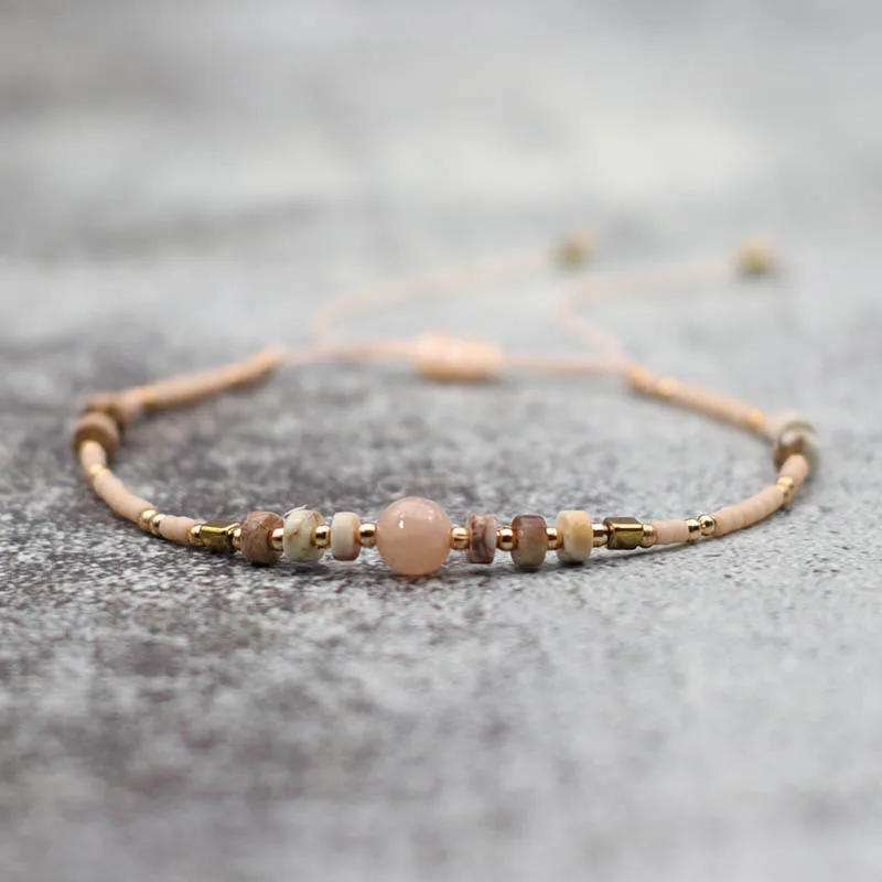 بوهيميا كريستال الأرز الخرز سوار المرأة قابل للتعديل متعدد الألوان اليدوية مضفر الشمع حبل سوار الشاطئ الصداقة هدية مجوهرات