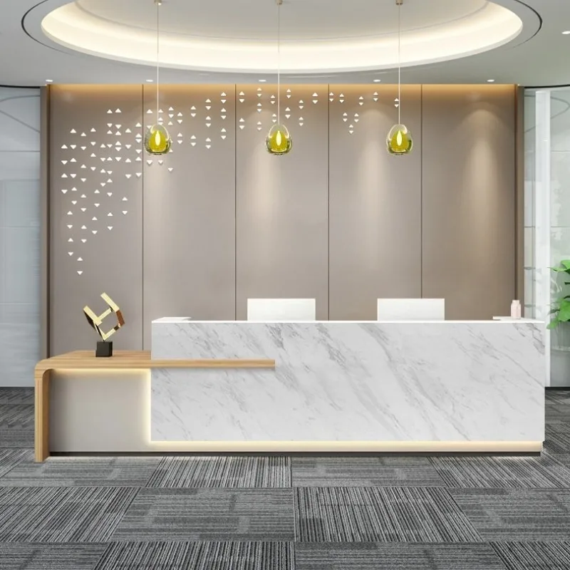 

hotel white reception counter light luxury cosmetic salon business counter elegant modern ресепшн салон красоты office furniture