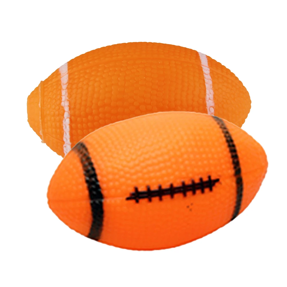 Soft PVC Squeaky Rugby Dog Toys Bite Resistant Interactive Teeth Cleaning Outdoor Throwing Training Ball Pet Dog Play Toys