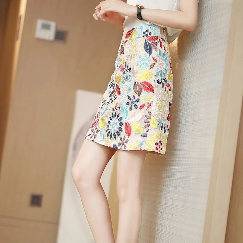 Personality Spring Summer High Waist Literary Short Skirts Y2k Constrast Color Embroidery Korean Jupe Harajuku Women Punk Skirts