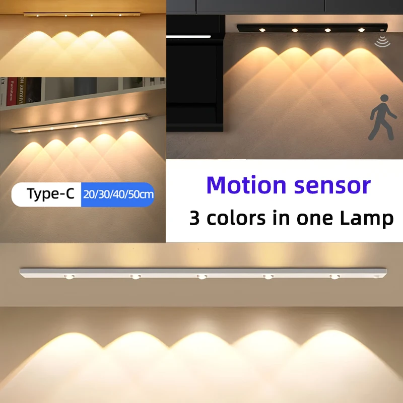 LED Motion Sensor Wireless Ultra Thin Night Light USB LED Wine cooler Light For Kitchen Cabinet Bedroom Wardrobe Indoor Lighting