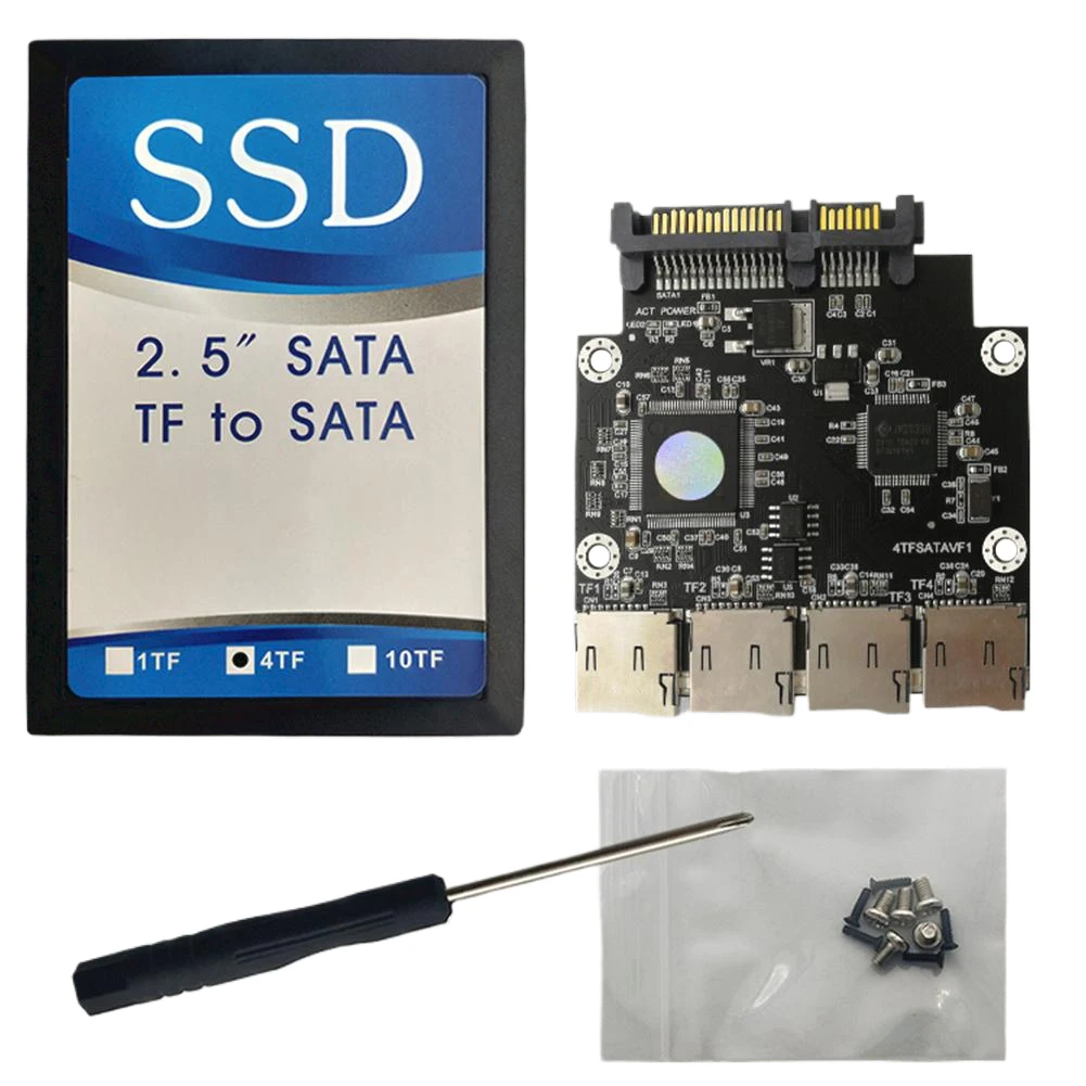 4-Port SD To SATA Adapter Stable Transmit TF/SD Memory Card To SATA Adapter 2.5 Inch for Computer Motherboard Hard Disk Recorder