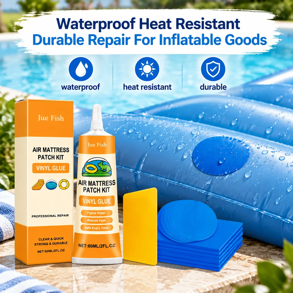 Air Mattress Repair Kit Vinyl Glue With Patches Scraper For PVC Inflatable Pool Kayak Swim Ring Inflatable Sofa Camping Bed