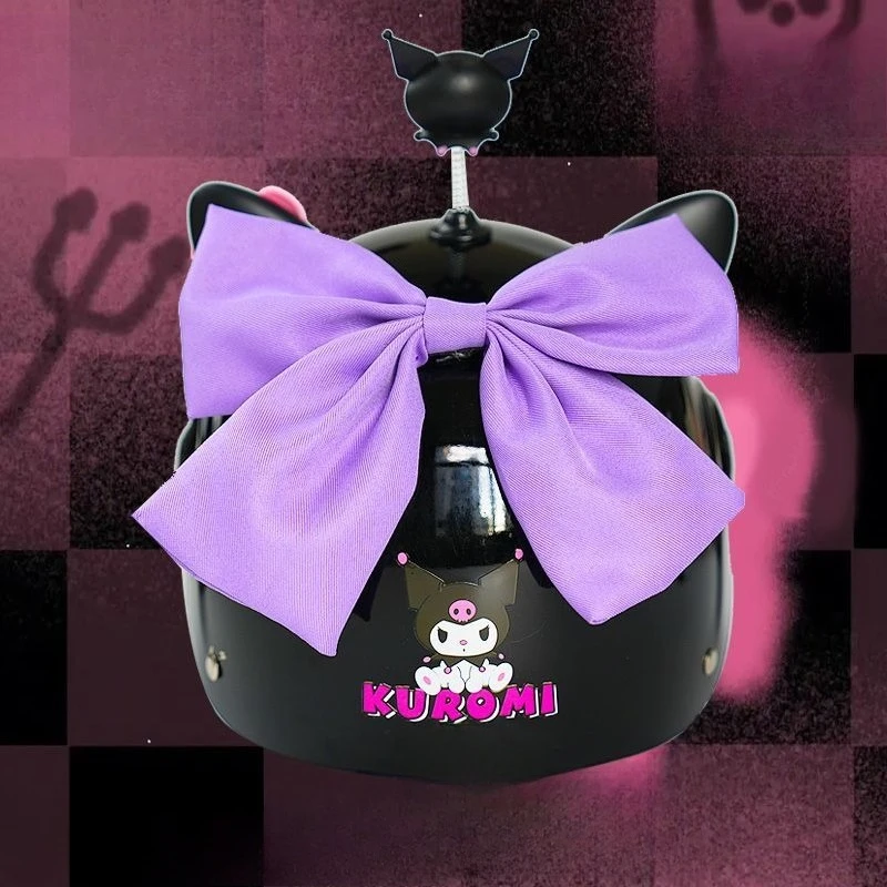 Hello Kitty Kuromi schattige tweedimensionale zonnebrandhelm voor jongens en meisjes elektrische auto rijden anti-val voorruithelm