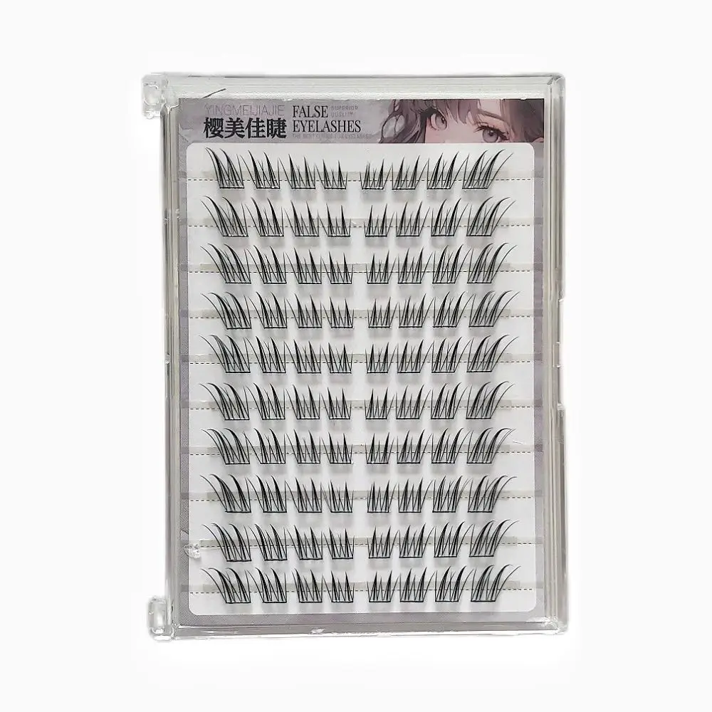 6/10/20 Rows Fox-Winged False Eyelashes Natural Thick Voluminous Fiber Glue-free Eyelashes 9-13mm Lengths Korean Style Lashes