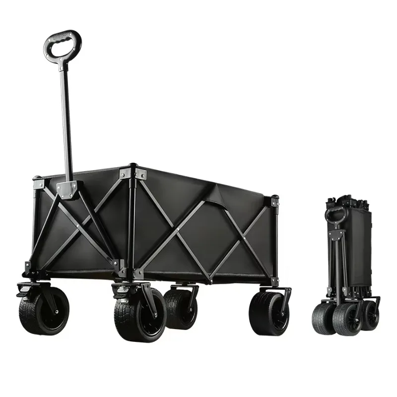 Heavy Duty Folding Camping Wagon 400L Large Capacity Outdoor Utility Cart with All Terrain Wheel for Beach Picnic and Garden Use