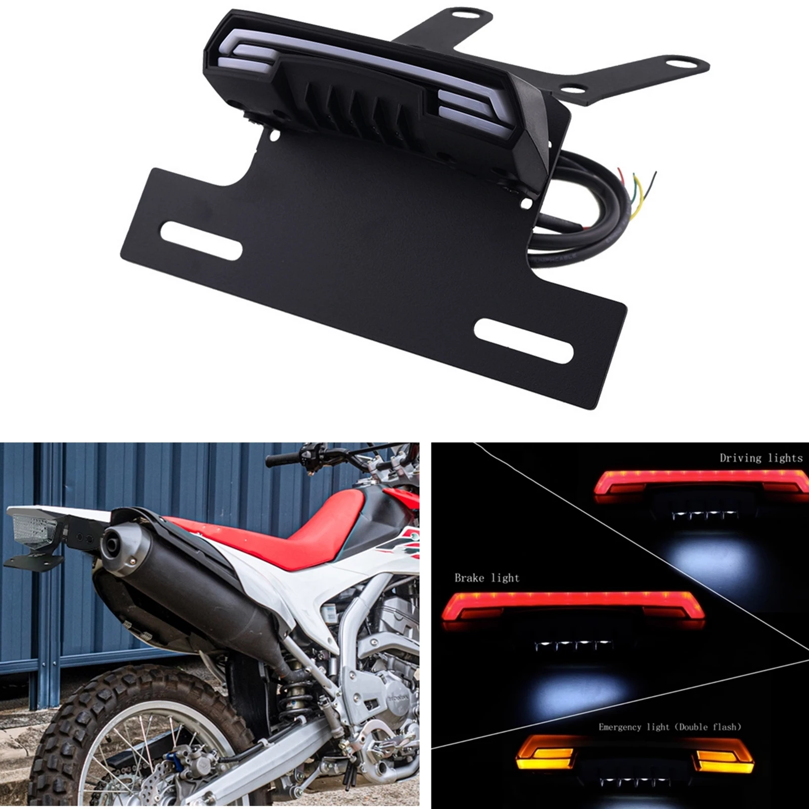 

For HONDA CRF250L/CRF250M 2013-2021 CRF250 Rally 2017-2021 Rear License Plate Bracket Licence Panel Frame With LED Tail Lamp Kit