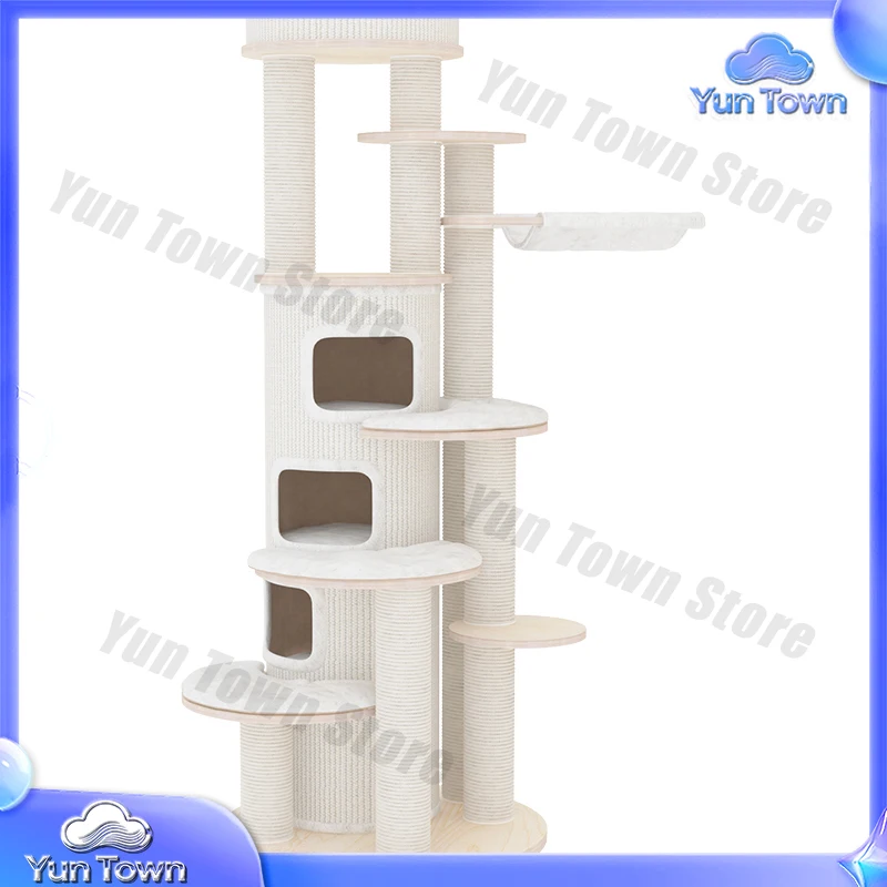 Multi-layer Luxury Cat Tree Climbing Frame Hammock Condo Kittens Interactive Sisal Scratching Post Plush Cat Tree