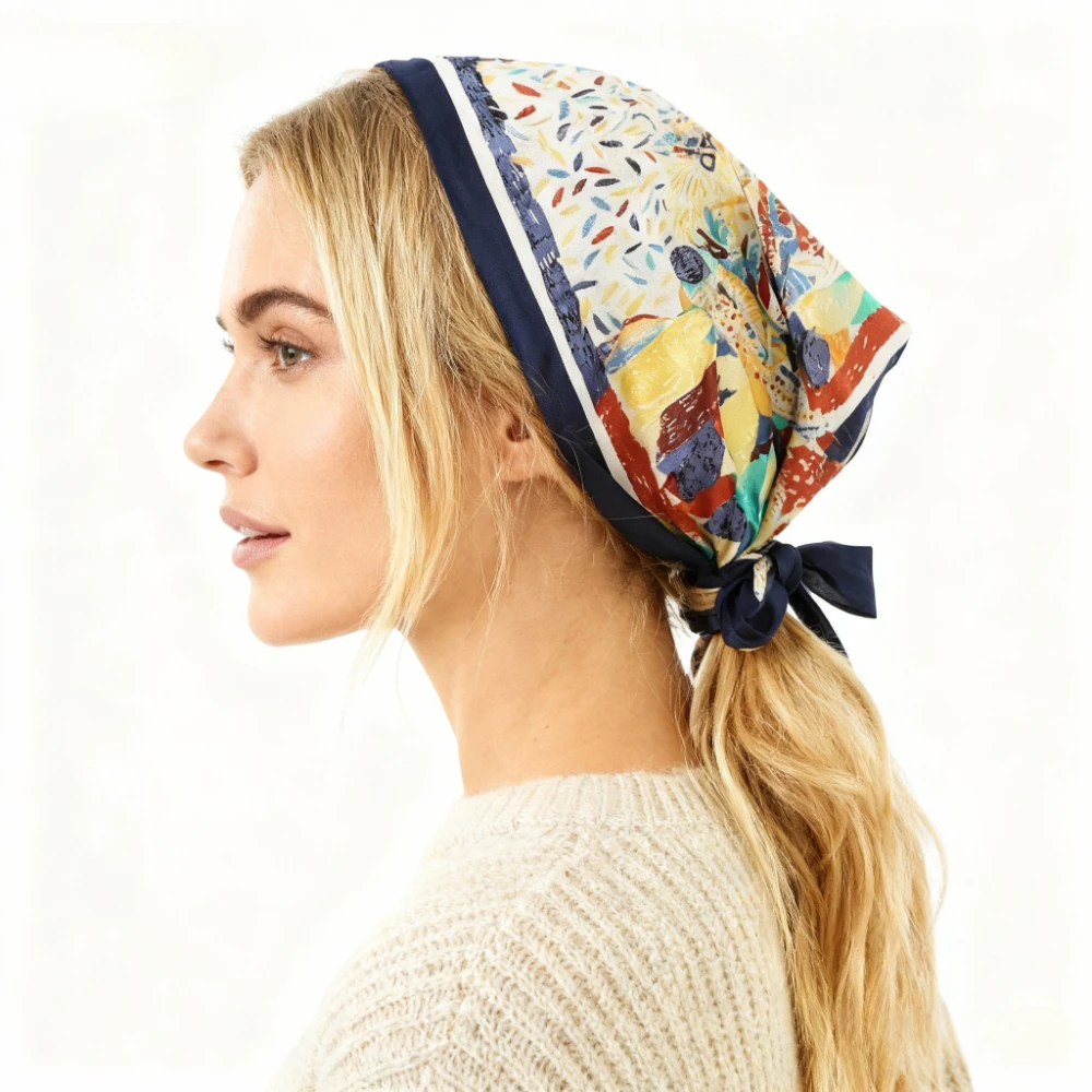 

68cm Leopard Pattern Floral Scarf for Women Autumn and Winter Polyester Fiber Scarf for Warm Sun Protection Neck Shawl