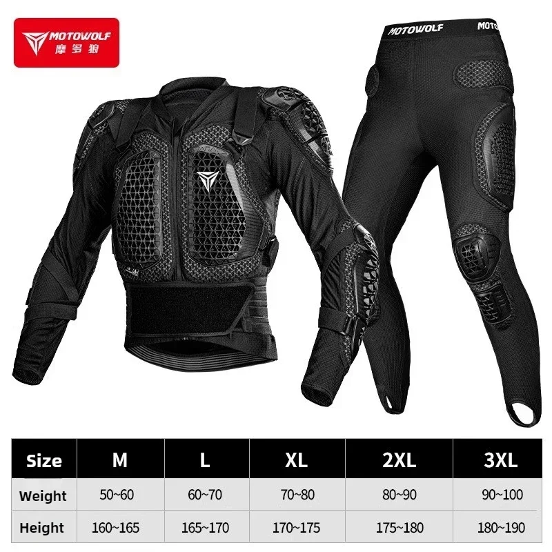 Motowolf Motorcycle Four Seasons Anti-fall Riding Armor Full Body Equipment for Men Women Motorcycle Armor Protective Clothing