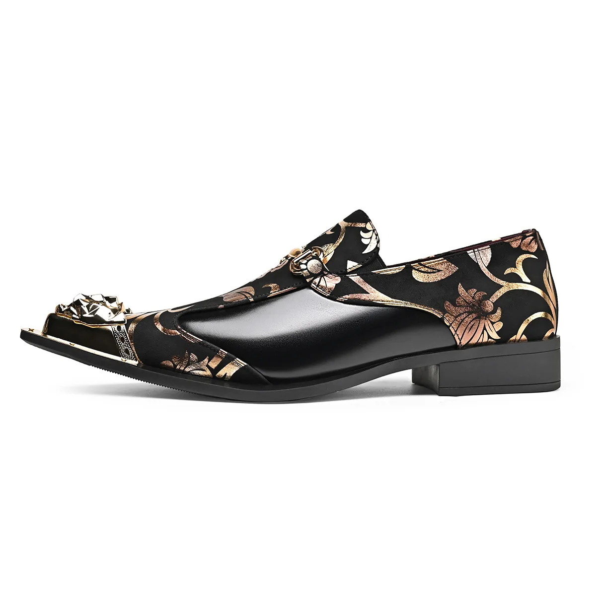 New Iron Head British Style Men's Light Luxury Banquet Trendy Shoes, One Step Trendy Leather Shoes