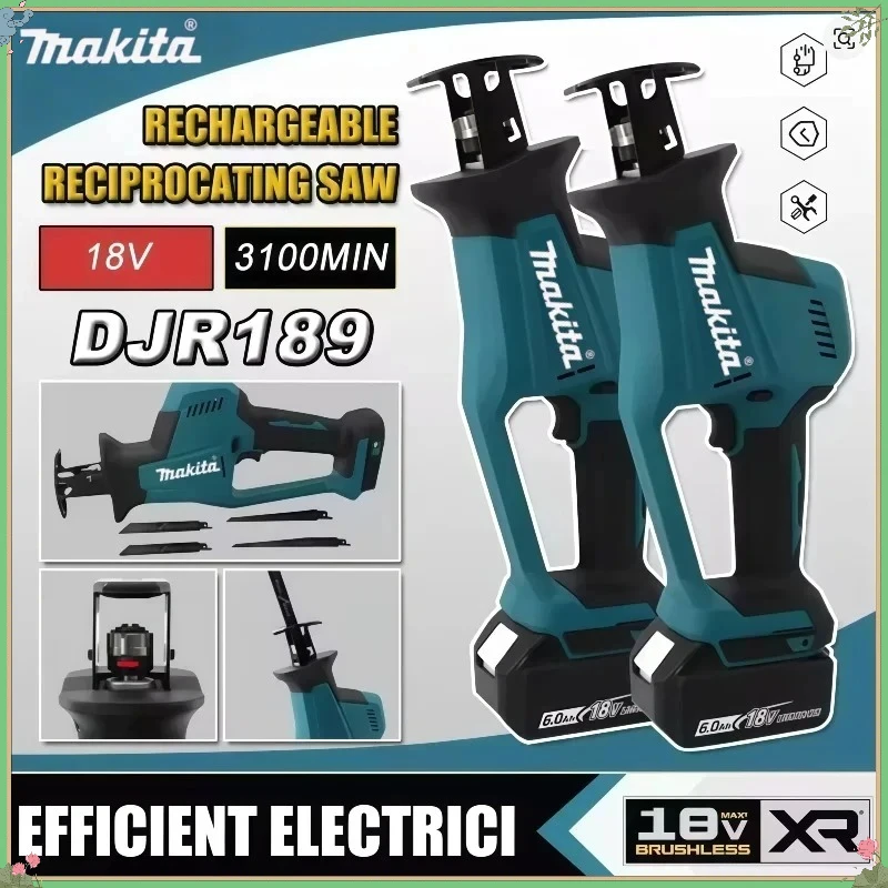 

Аккумуляторная сабельная пила Makita DJR189 для резки дерева и металла, бесщеточная, портативная, 18В, электроинструмент