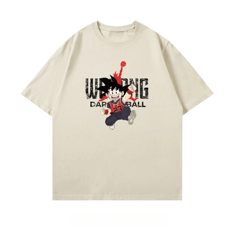 Japanese Trendy Brand Dragon Ball Goku Short-sleeved T-shirt Men's Summer Pure Cotton Loose Basketball Sports and Leisure  Top