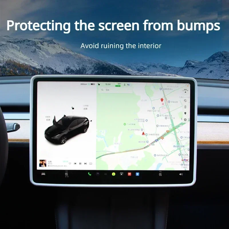 Für Neue Tesla Modell 3 + Highland 2024 Display Schutz Rahmen Silikon Navigation Screen Protector Rahmen Auto Innen Zubehör