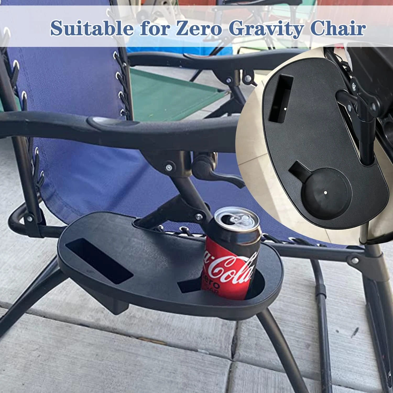 Zero Gravity Chair Cup Holder, Durable Zero Gravity Chair Tray, Zero Gravity Lounge Beach Recliner Chair with Mobile Phone Slot,