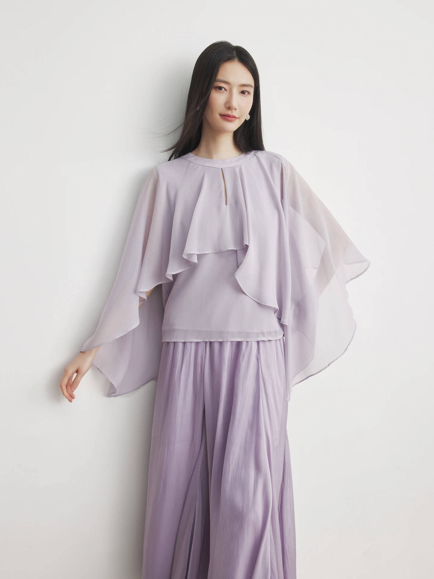 

Annata Women's Purple Design Sense irt Spring Autumn Cowl Ne Sun Protection Cover up Loose Fit Long Sve Commute Ready