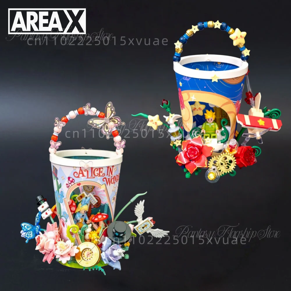 AREAX nuevo El Principito bloques de construcción linterna flor taza juguetes de montaje modelo decoración de escritorio niños cumpleaños niñas