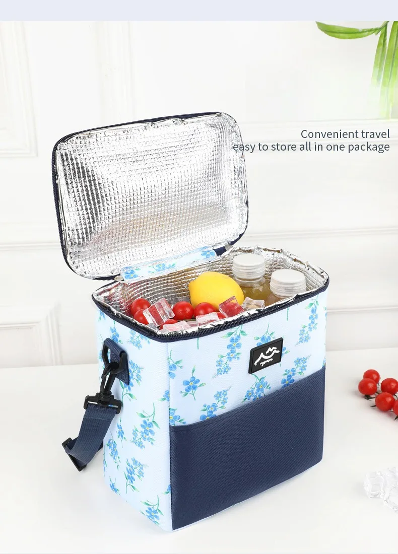 Neue bedruckte isolierte Lunch-Tasche mit Griff, große Kühltasche für Camping im Freien, Lebensmittelkonservierungstasche zum Mitnehmen des Mittagessens zur Arbeit. – Detail 3