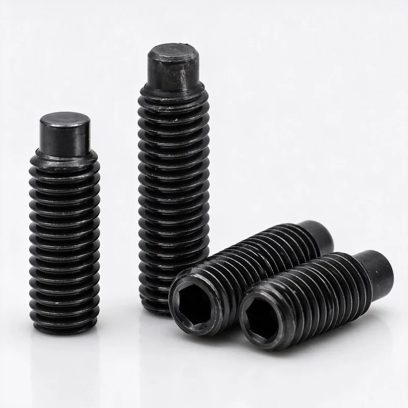 12.9 Alloy Steel Hex Socket Dog Point Set Screw Black Headless Grub Convex End Set Screws M2 M2.5 M3 M4 M5 M6 M8 M10 M12 M14 M16