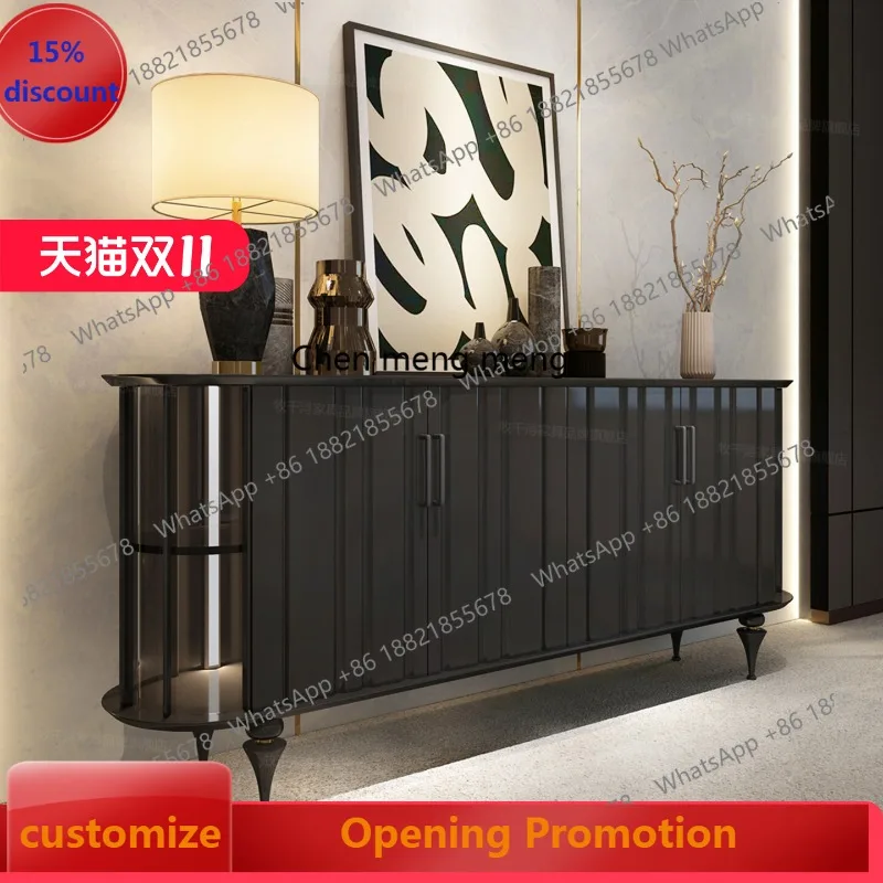 

entry entrance cabinet is opposite the door, villa living room, high-end light luxury retro style storage and decoration cabinet