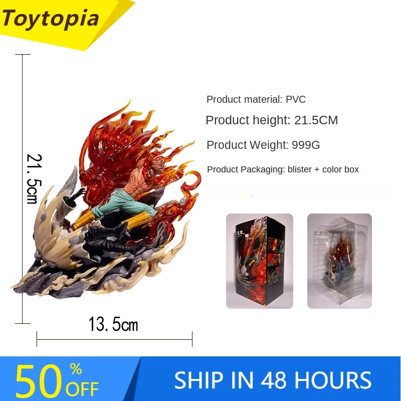 

21.5cm Naruto series PVC model that can light up Ye Kai vs Madara scene figures statues gift toys anime characters ornaments